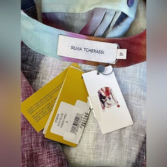 Silvia Tcherassi Saanvi Blouse Iridescent Marble Size 2L - Picture 12 of 13